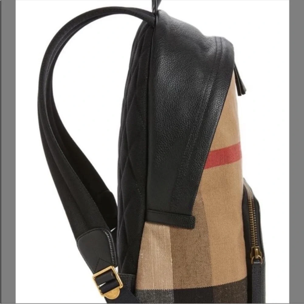 Burberry Aabbeydale check plaid leather unisex backpack